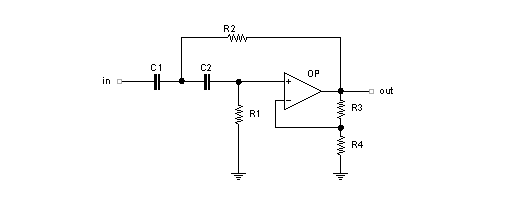 Filtro passa-alto di 2° ordine in configurazione Sallen&Key