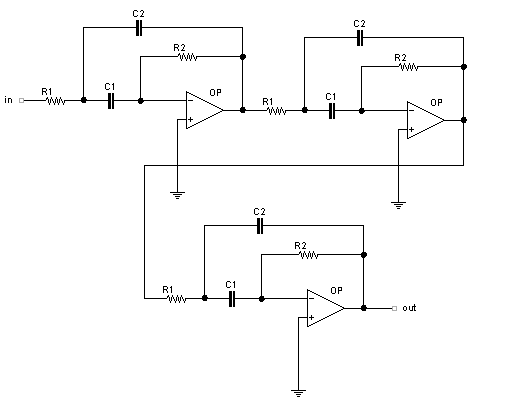 Filtro passa-banda di 6° ordine