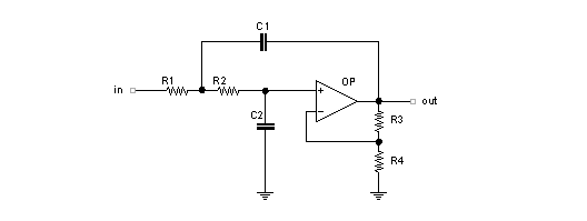 Filtro passa-basso di 2° ordine in configurazione Sallen&Key