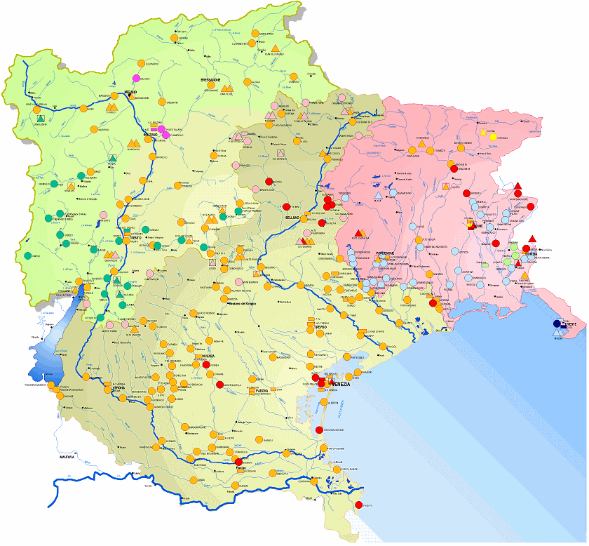 Posizione delle stazioni di misura e dei trasmettitori